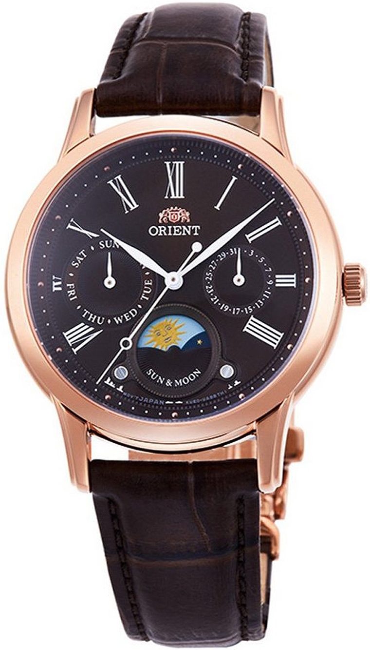 Orient Naisten kello RA-KA0002Y10B Moonphase Ruskea/Nahka Ø35 mm