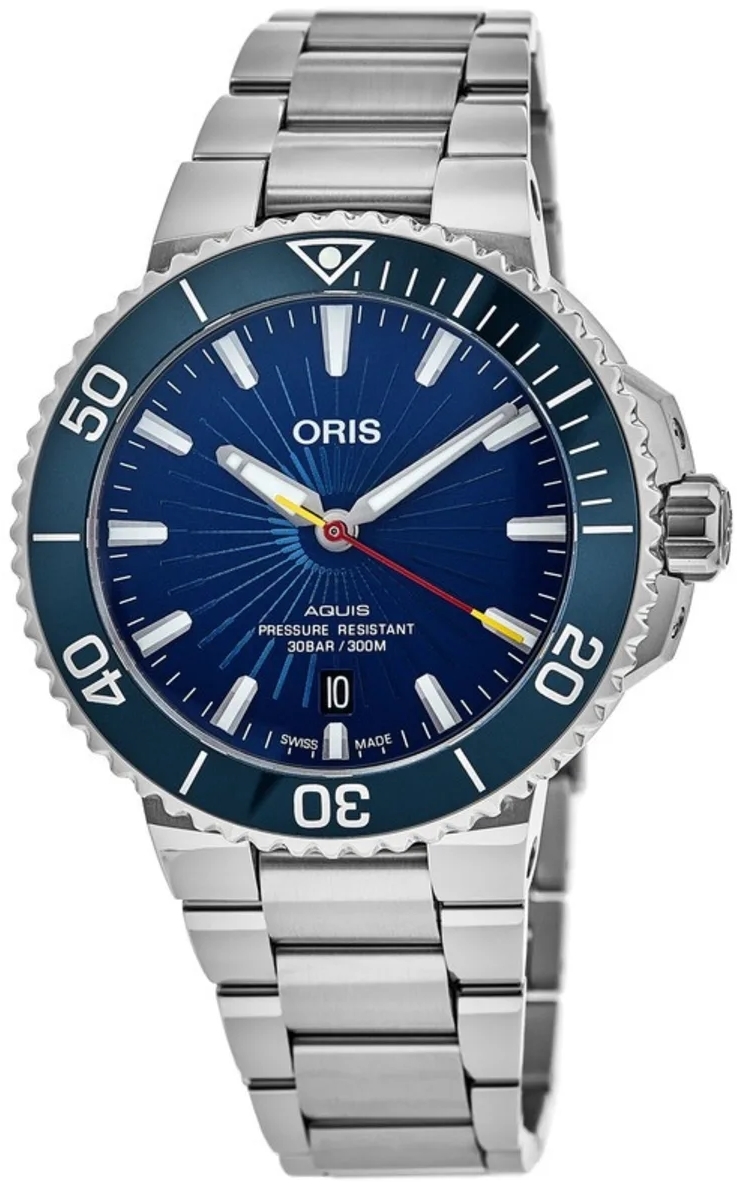 Oris Miesten kello 01 733 7766 4185-Set Aquis Sininen/Teräs Ø41.5 mm