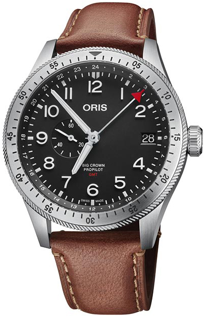 Oris Miesten kello 01 748 7756 4064-07 5 22 07LC Aviation Musta/Nahka