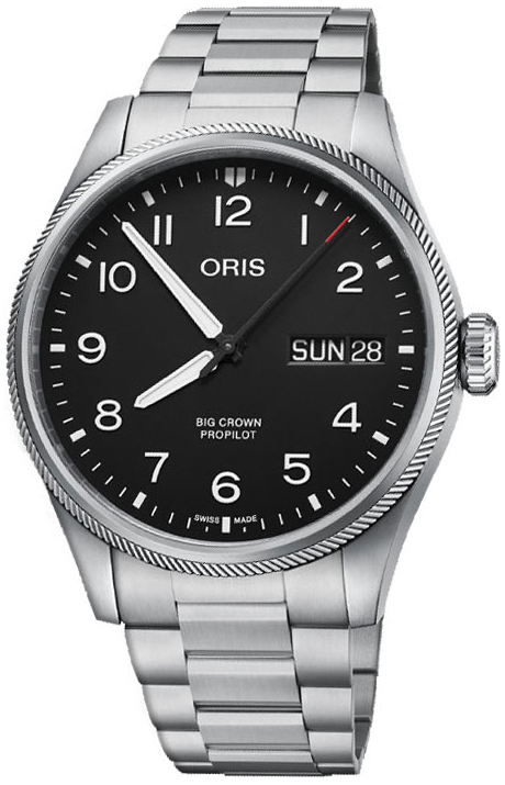 Oris Miesten kello 01 752 7760 4164-07 8 22 08 Aviation Musta/Teräs