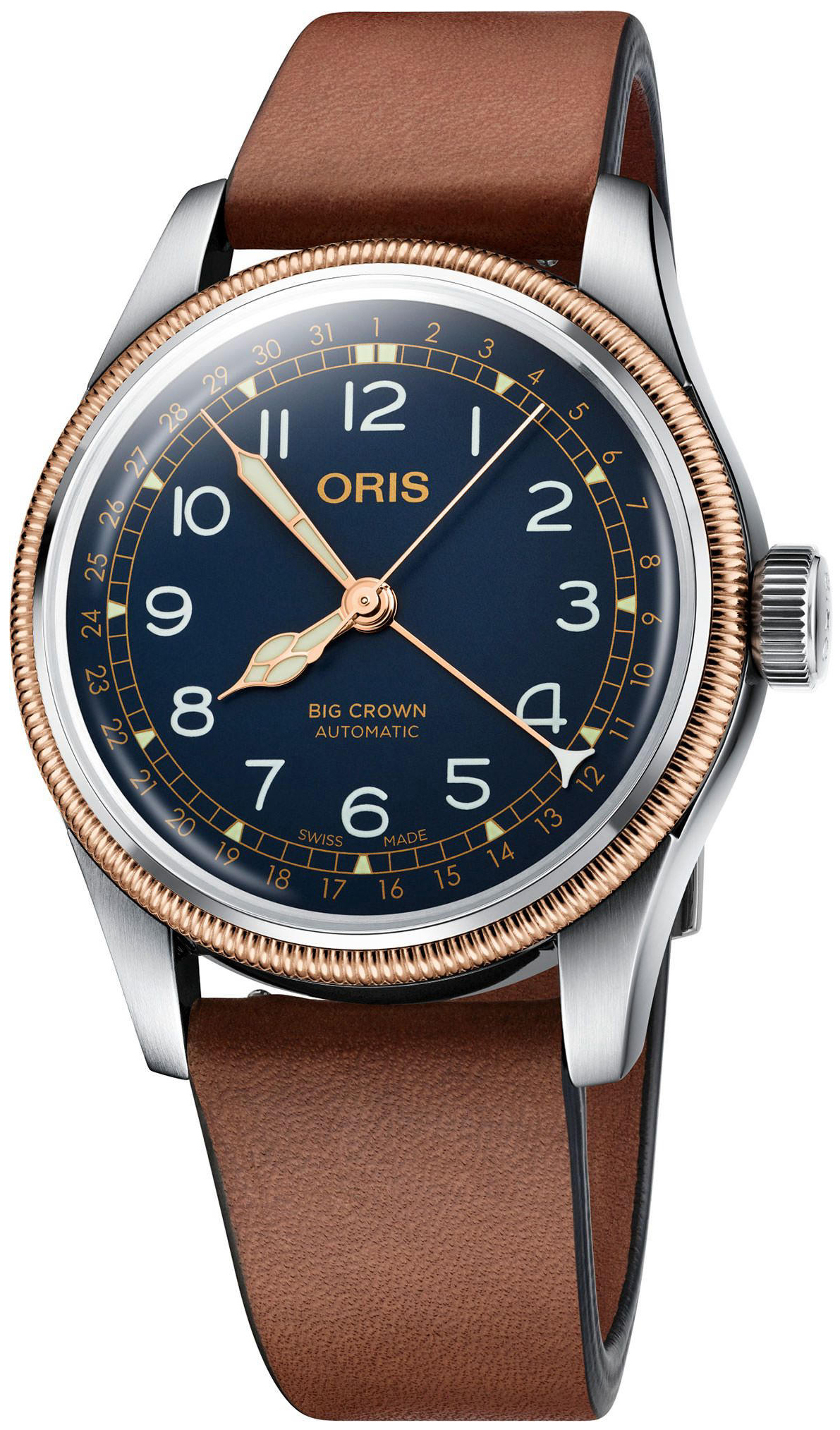 Oris Miesten kello 01 754 7741 4365-07 5 20 58 Aviation Sininen/Nahka