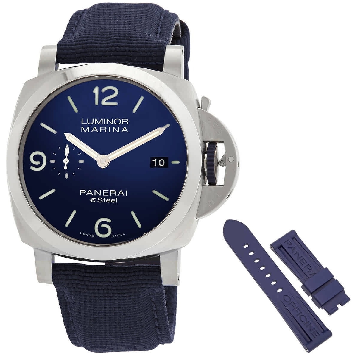 Panerai Miesten kello PAM01157 Luminor Sininen/Tekstiili Ø44 mm