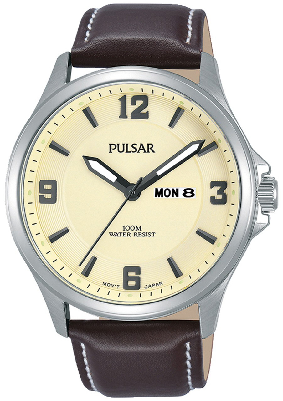 Pulsar Dress Miesten kello PJ6085X1 Samppanja/Nahka Ø42 mm