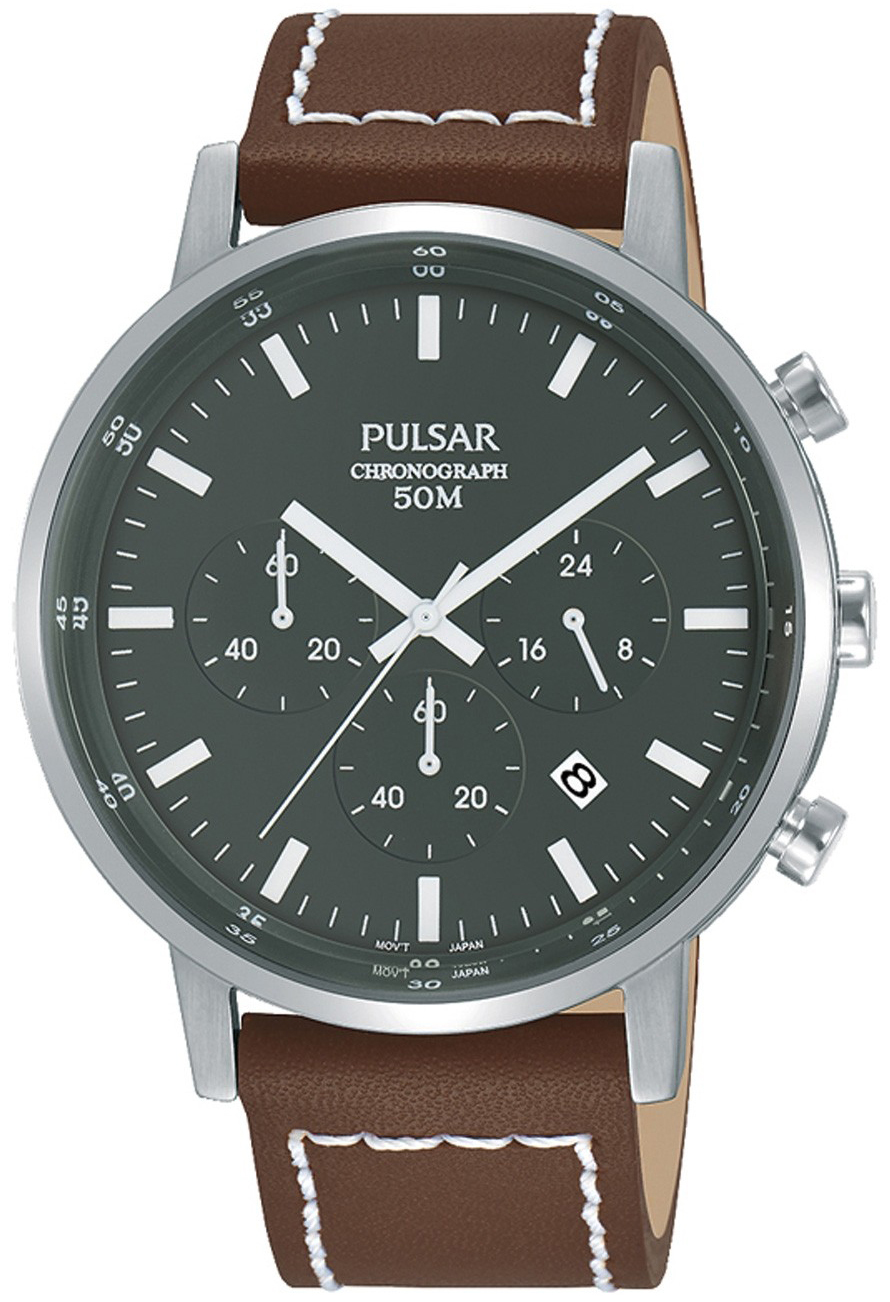 Pulsar Miesten kello PT3887X1 Sport Harmaa/Nahka Ø42 mm