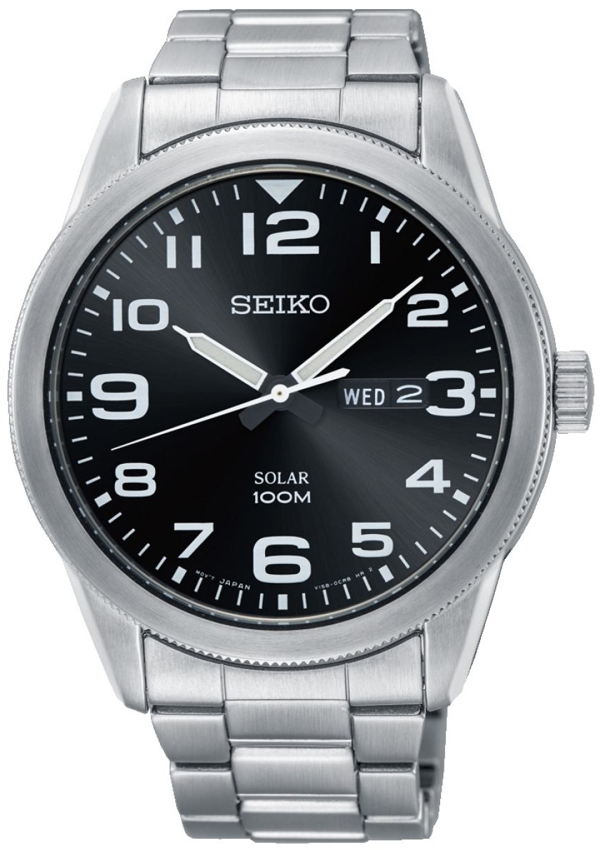 Seiko Miesten kello SNE471P1 Solar Musta/Teräs Ø43 mm