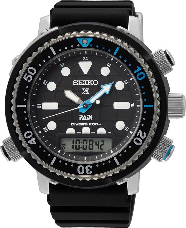 Seiko Miesten kello SNJ035P1 Prospex Solar PADI Musta/Kumi Ø47 mm
