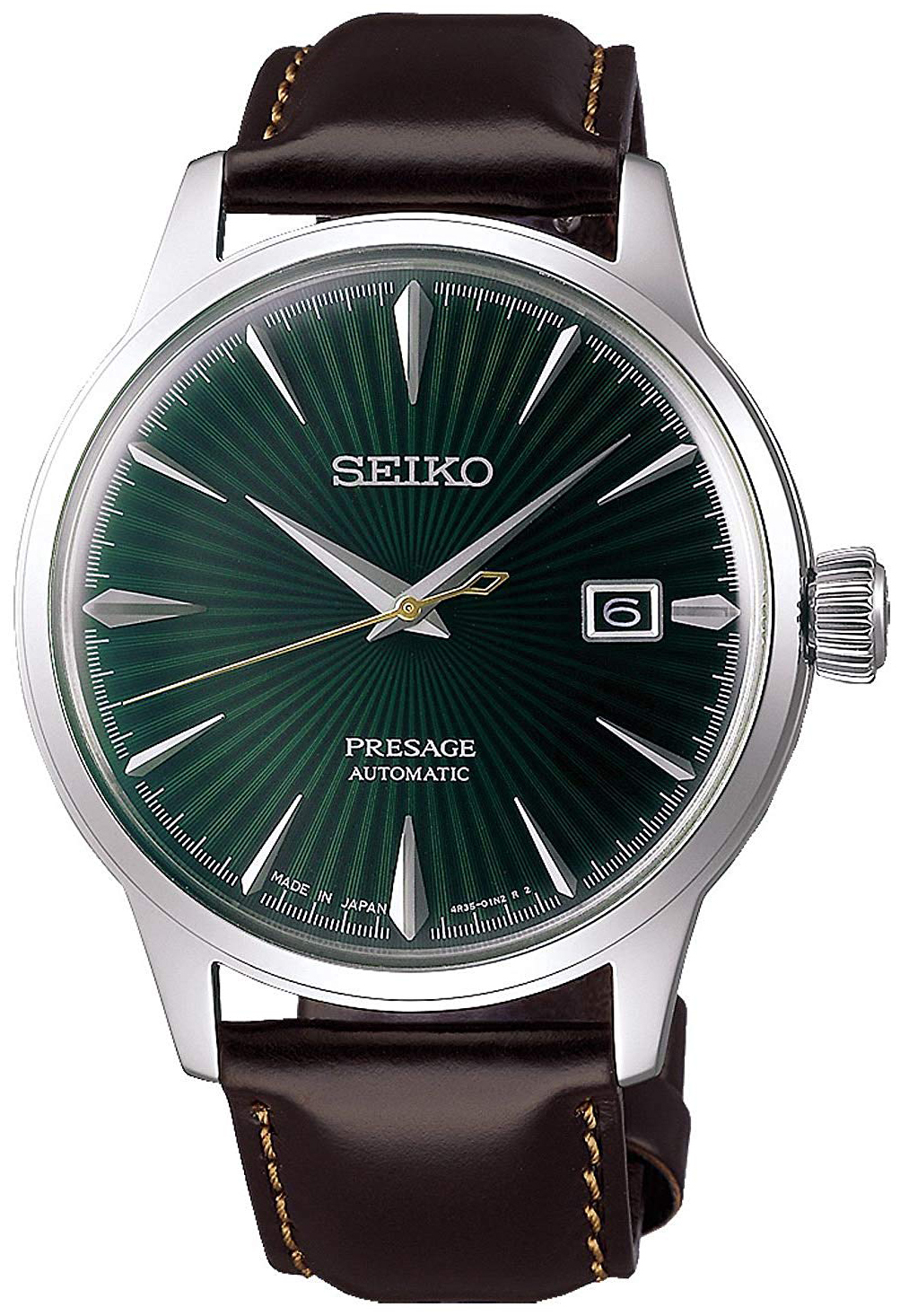 Seiko Miesten kello SRPD37J1 Presage Vihreä/Nahka Ø40.5 mm