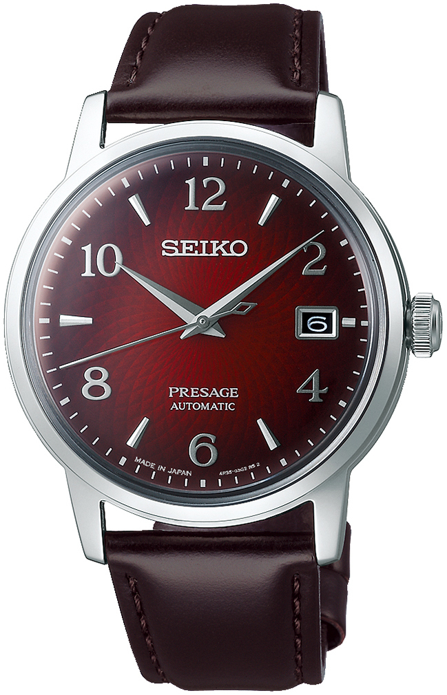 Seiko Miesten kello SRPE41J1 Presage Punainen/Nahka Ø38.5 mm