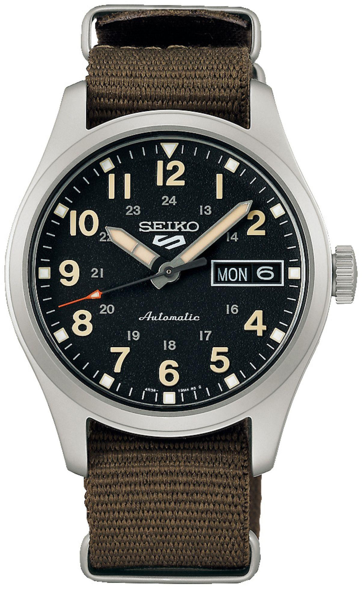 Seiko 5 Sports Miesten kello SRPJ85K1 Musta/Tekstiili Ø36 mm