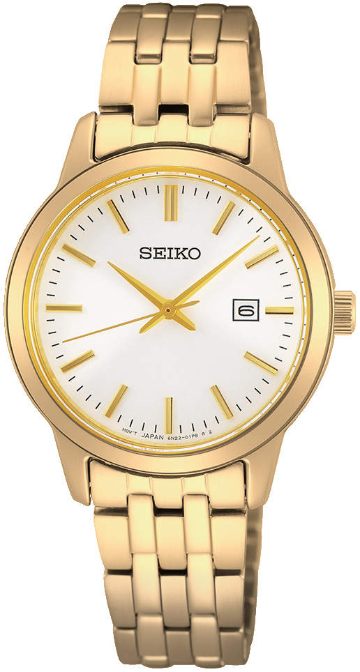 Seiko Naisten kello SUR412P1 Classic Valkoinen/Kullansävytetty