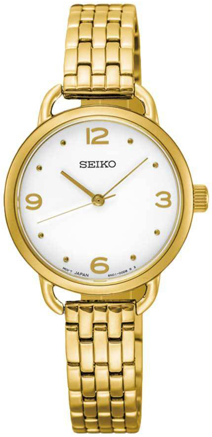 Seiko Dress Ladies Naisten kello SUR670P1 Valkoinen/Kullansävytetty