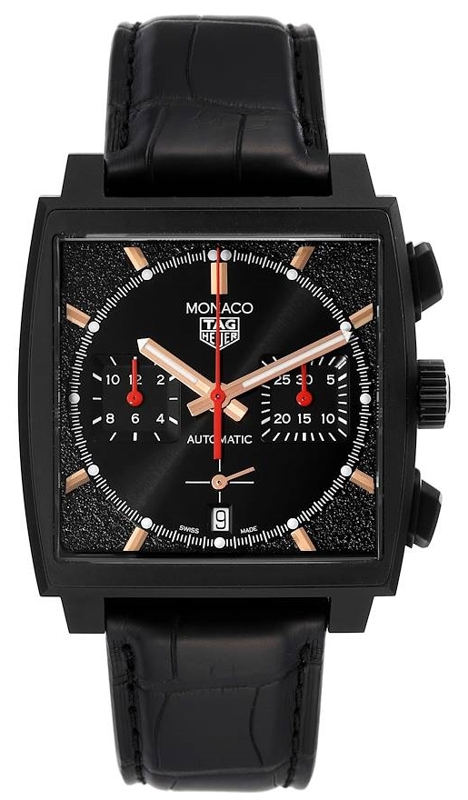 TAG Heuer Miesten kello CBL2180.FC6497 Monaco Dark Lord Musta/Nahka