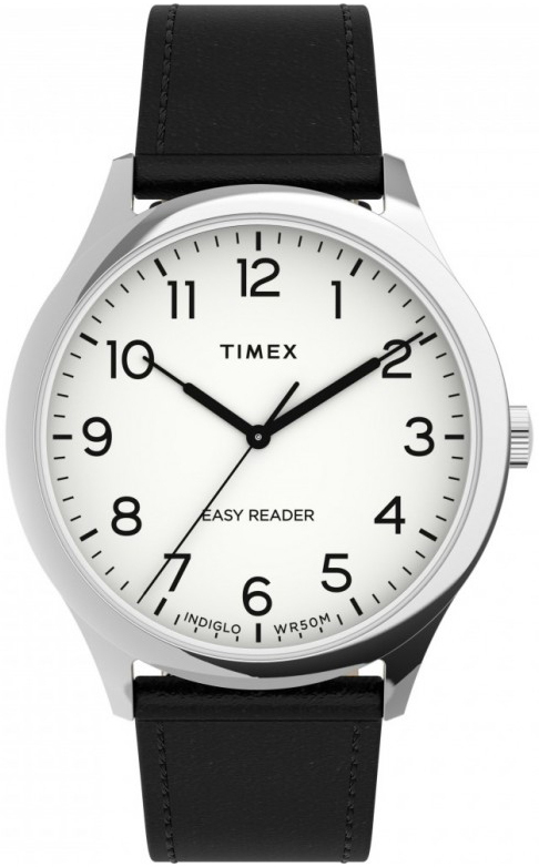 Timex Miesten kello TW2U22100 Easy Reader Valkoinen/Nahka Ø40 mm