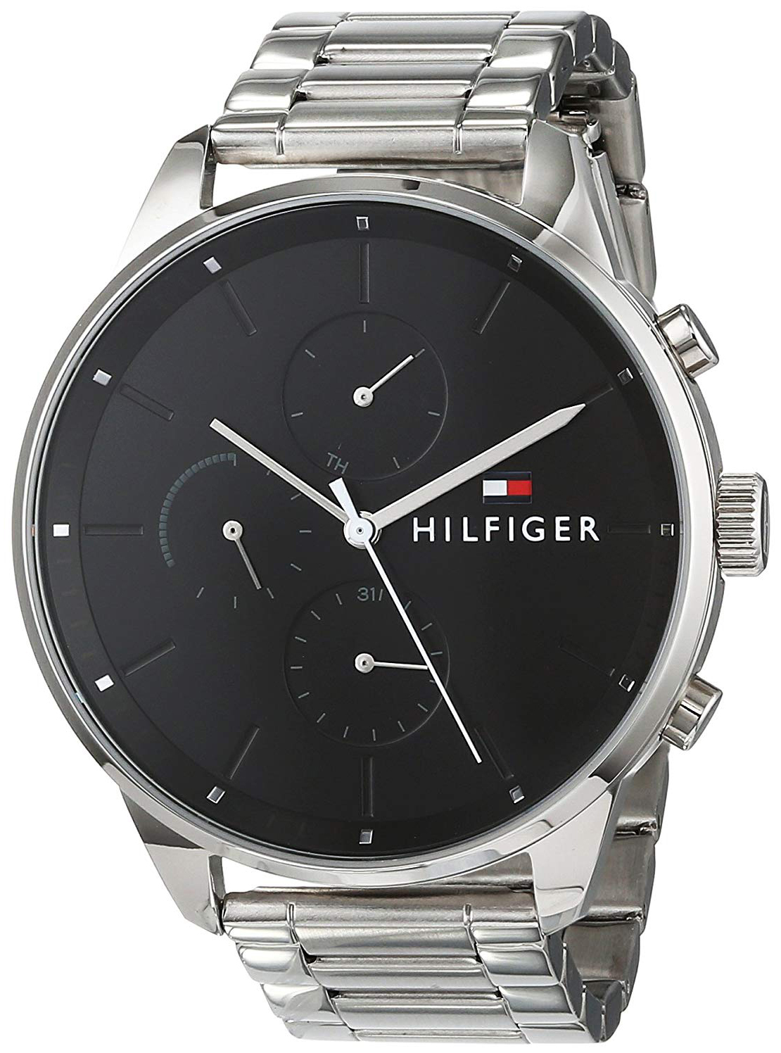 Tommy Hilfiger Miesten kello 1791485 Chase Musta/Teräs Ø44 mm