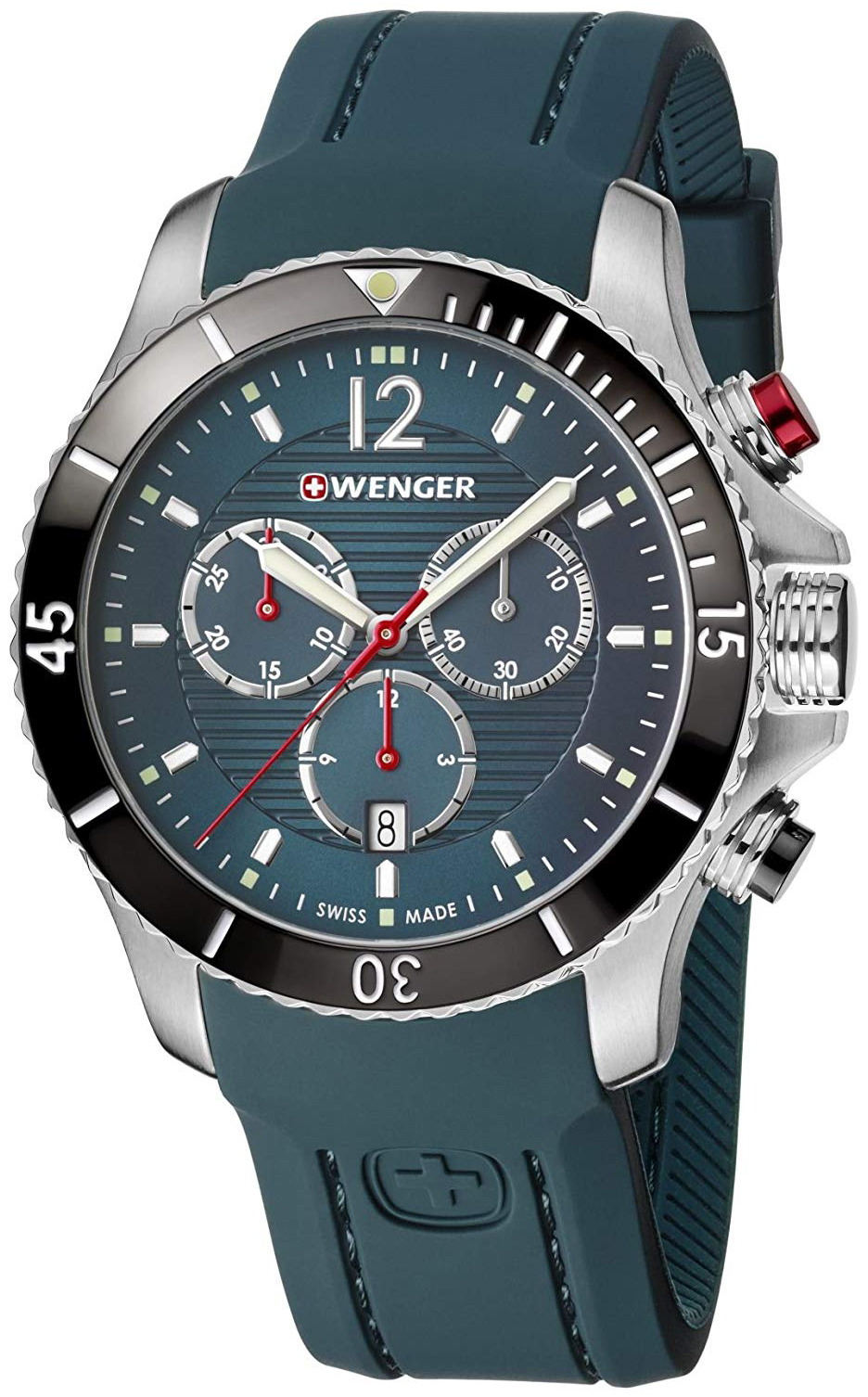 Wenger Miesten kello 01.0643.114 Vihreä/Kumi Ø43 mm