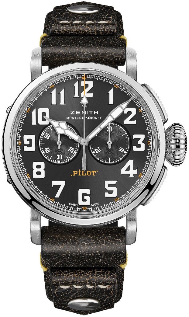 Zenith Miesten kello 03.2434.4069-20.I010 Pilot Harmaa/Nahka Ø45 mm